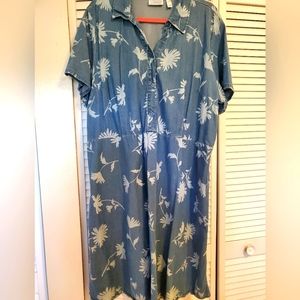 Denim Print Collared Dress